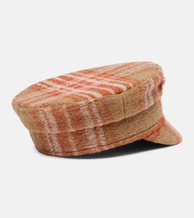 Ruslan Baginskiy Checked Wool-blend Newsboy Cap In Neutral