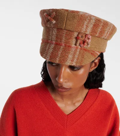 Ruslan Baginskiy Checked Wool-blend Newsboy Cap In Neutral