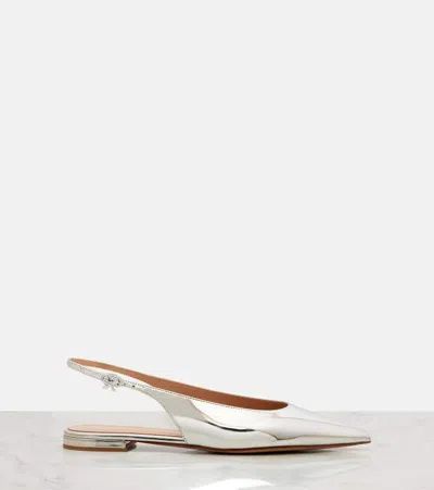 Gianvito Rossi 10mm Metallic Leather Slingback Flats In Silver