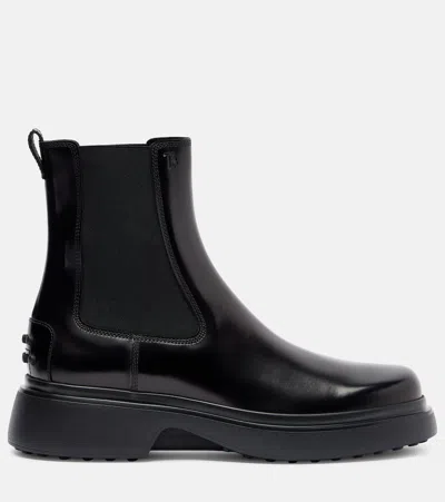 Tod's Chunky Sole Ankle Boots With Elastic Panels In Black