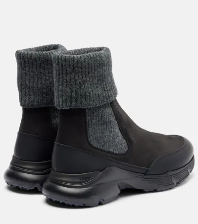 Tod's Chunky Sole Suede Leather Sneakers In Black