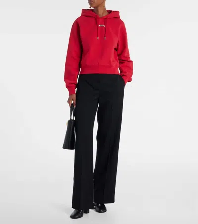 Jacquemus Le Hoodie Gros Grain Cotton Hoodie In Red