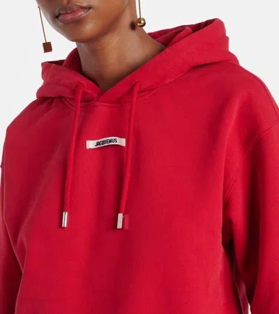 Jacquemus Le Hoodie Gros Grain Cotton Hoodie In Red