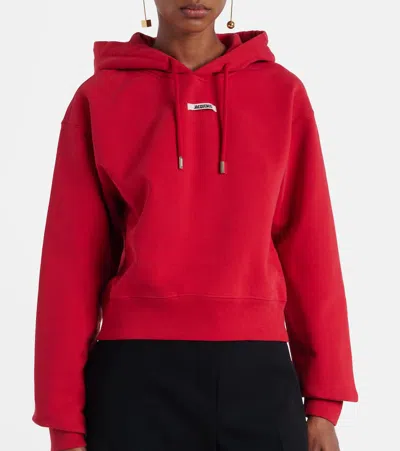 Jacquemus Le Hoodie Gros Grain Cotton Hoodie In Red