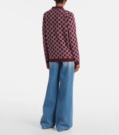 Gucci Double-sided Gg Wool Jacquard Cardigan In Brown