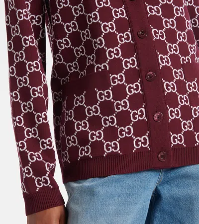 Gucci Double-sided Gg Wool Jacquard Cardigan In Brown