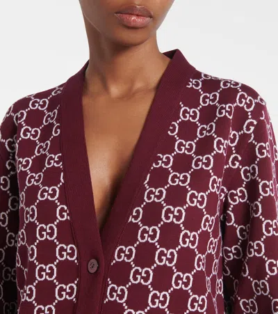 Gucci Double-sided Gg Wool Jacquard Cardigan In Brown