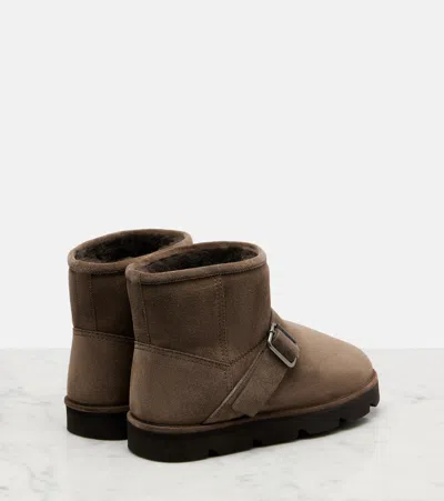 Brunello Cucinelli Shearling-lined Suede Ankle Boots In Brown