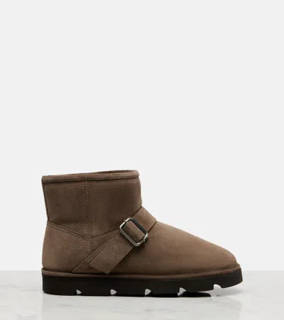Brunello Cucinelli Shearling-lined Suede Ankle Boots In Brown