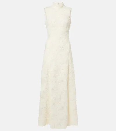 Rotate Birger Christensen Rotate Birgerchristensen Flower Mesh Maxi Dress In Neutral