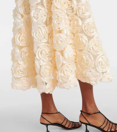 Rotate Birger Christensen Midi Skirt With Applied Roses Rotate In Yellow