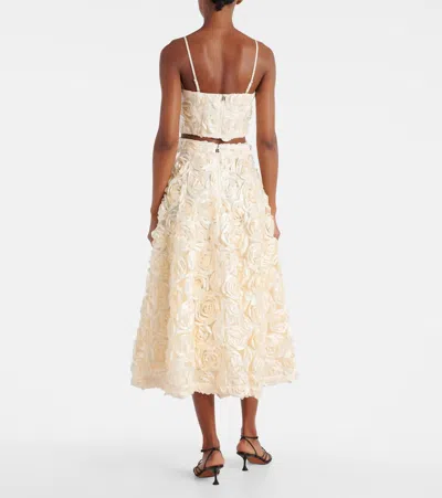 Rotate Birger Christensen Midi Skirt With Applied Roses Rotate In Yellow