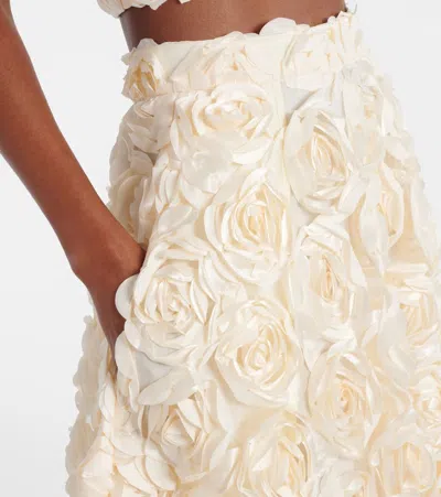 Rotate Birger Christensen Midi Skirt With Applied Roses Rotate In Yellow