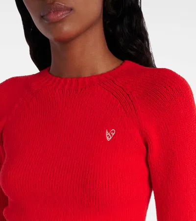 棉质混纺罗纹针织短款毛衣