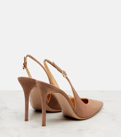 Gianvito Rossi 100mm Yves Slingback Suede Pumps In Brown