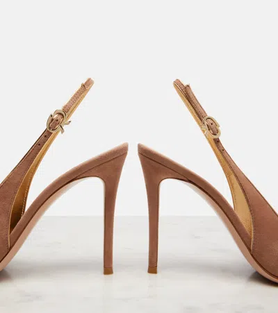Gianvito Rossi 100mm Yves Slingback Suede Pumps In Brown