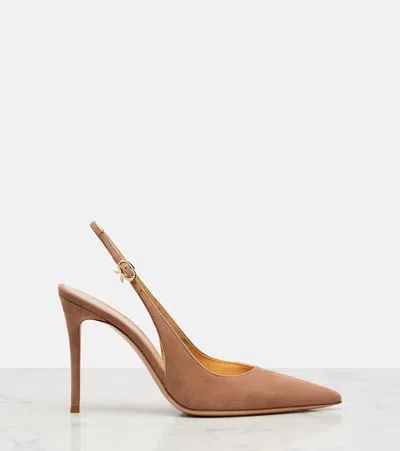 Gianvito Rossi 100mm Yves Slingback Suede Pumps In Brown