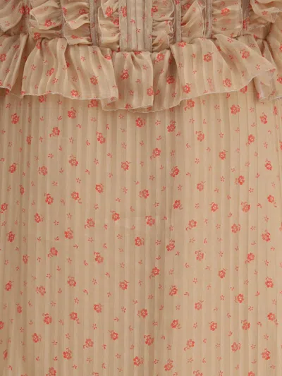 Kristina Ti Isabel Floral-print Ruffled Maxi Dress In Pink