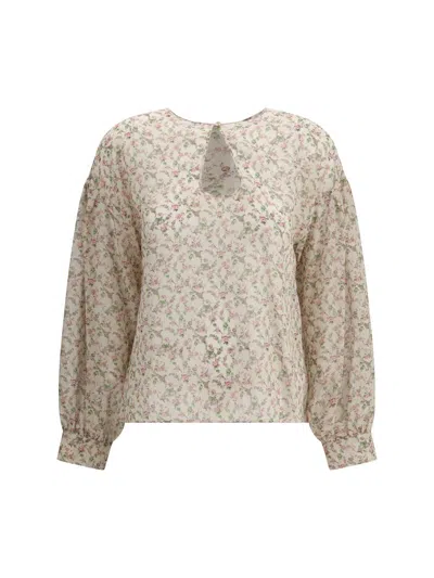 Kristina Ti Floral Print Silk Blouse In Multi
