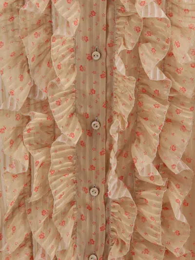 Kristina Ti Holly Floral-print Ruffled Shirt In Multi