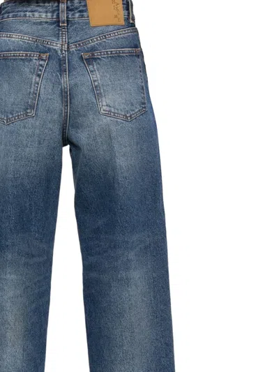 Haikure Mid Blue Trousers With Faded Effect In Blue