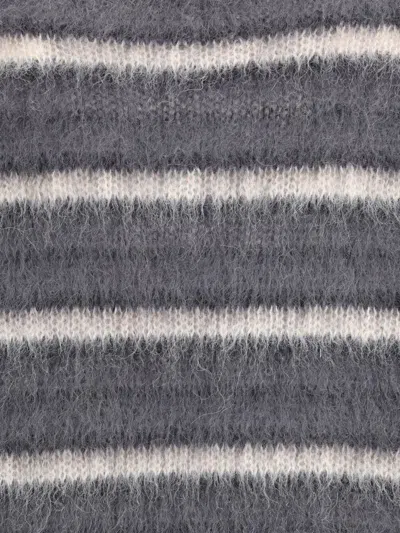 Marni Striped Wool Mohair Sweater In Gray