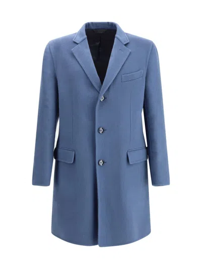 Brioni Wool-cashmere Blend Coat In Blue