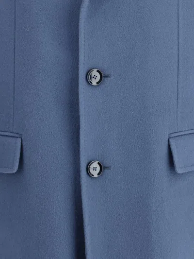 Brioni Wool-cashmere Blend Coat In Blue