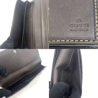Pre-owned Gucci Beige Brown Gg Canvas Long Wallet (bi-fold) ()