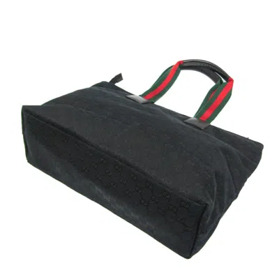 Pre-owned Gucci Gg Canvas Black Leather Canvas Tote Bag ()