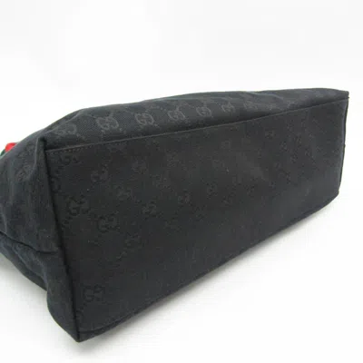 Pre-owned Gucci Gg Canvas Black Leather Canvas Tote Bag ()
