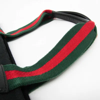 Pre-owned Gucci Gg Canvas Black Leather Canvas Tote Bag ()