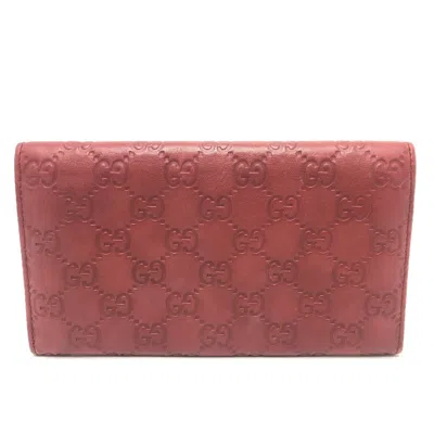 Pre-owned Gucci Red Color Gg Leather Long Wallet (bi-fold) ()