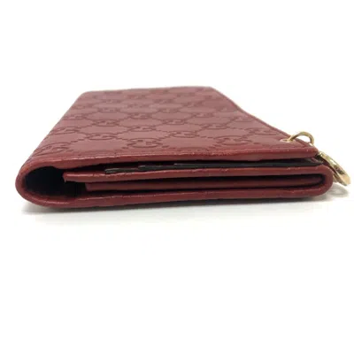 Pre-owned Gucci Red Color Gg Leather Long Wallet (bi-fold) ()