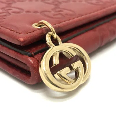 Pre-owned Gucci Red Color Gg Leather Long Wallet (bi-fold) ()
