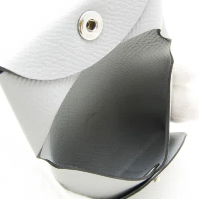 Pre-owned Hermes Bastia Gray Epsom Leather Coin Purse/coin Case ()