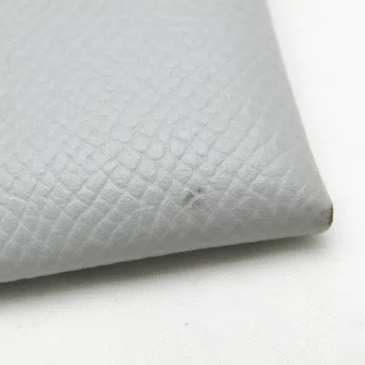 Pre-owned Hermes Bastia Gray Epsom Leather Coin Purse/coin Case ()