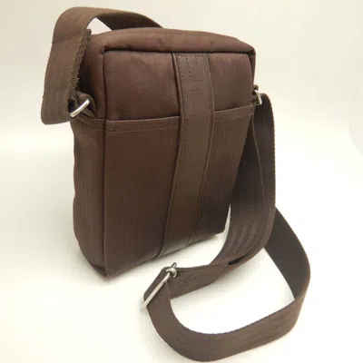 Pre-owned Hermes Brown Dark Brown Toile Chevron Shoulder Bag ()