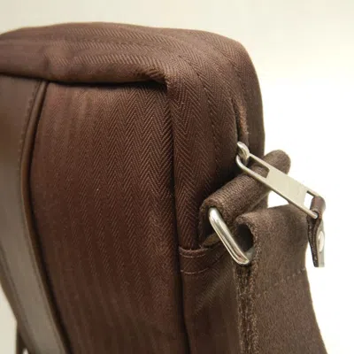 Pre-owned Hermes Brown Dark Brown Toile Chevron Shoulder Bag ()