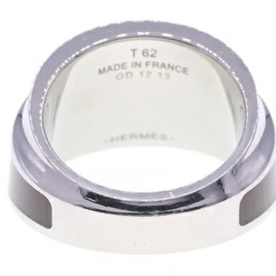 Pre-owned Hermes Brown Marron Lacquer Stainless Steel Band Ring ()