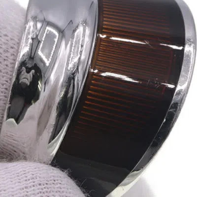 Pre-owned Hermes Brown Marron Lacquer Stainless Steel Band Ring ()
