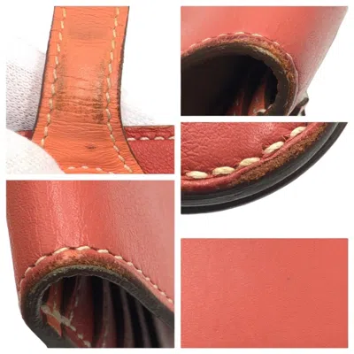 Pre-owned Hermes Crevette Red Color Sanguine Leather Long Wallet (bi-fold) ()