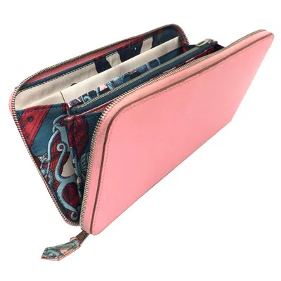 Pre-owned Hermes Pink Rose Confetti Epsom Leather Long Wallet (bi-fold) ()