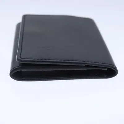 Pre-owned Louis Vuitton Enveloppe Carte De Visite Black Leather Wallet  ()