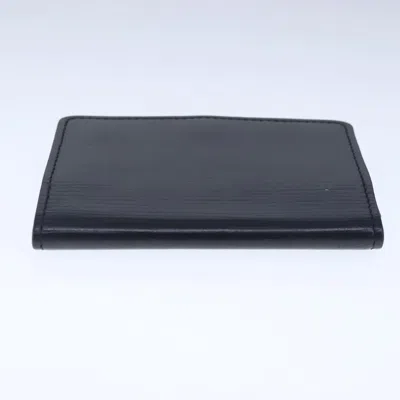 Pre-owned Louis Vuitton Enveloppe Carte De Visite Black Leather Wallet  ()