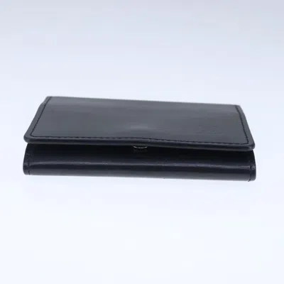 Pre-owned Louis Vuitton Enveloppe Carte De Visite Black Leather Wallet  ()