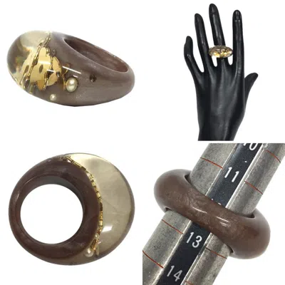 Pre-owned Louis Vuitton Mocha Resin Band Ring () In Brown