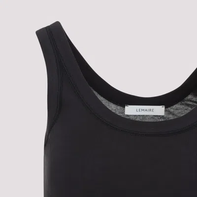 Lemaire Form-fitting Black Ribbed Tank Top With Scoop Neckline In Black