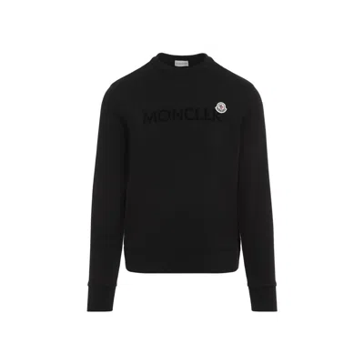 Moncler Crew Neck Cotton Sweatshirt In Black