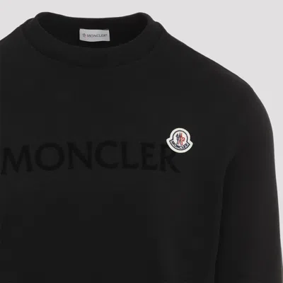 Moncler Crew Neck Cotton Sweatshirt In Black